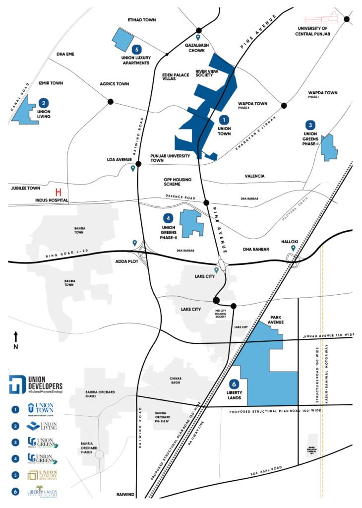 Union Town Location Map Lahore
